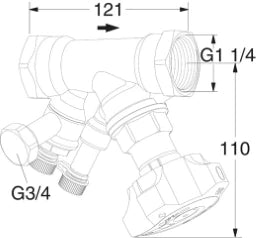 TA TA STAD Regulating Valve 5/4" with Drain Adapter, 52851632 – 52 851-632