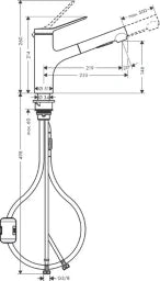 HANSGROHE HG Kitchen Mixer 150 Zesis M33 Pull-out Spray 2jet Chrome – 74800000