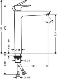 HANSGROHE HG Talis E Waschtischmischer ohne Ablaufgarnitur, chrom – 71717000