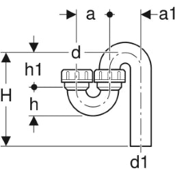 GEBERIT GE Siphon fuer Ausgussbecken d50/50mm, Ein- und Auslauf senkrecht, – 152.038.16.1