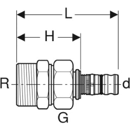 GEBERIT GE Mepla Uebergangsverschraubung AG RG d40mm x R1 1/2, loesbar – 605.591.00.5