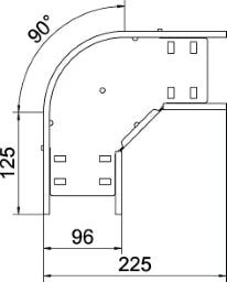 OBO Bogen 90° für Kabelrinne, horizontal 60x 100 Stahl bandverzinkt – 6036560