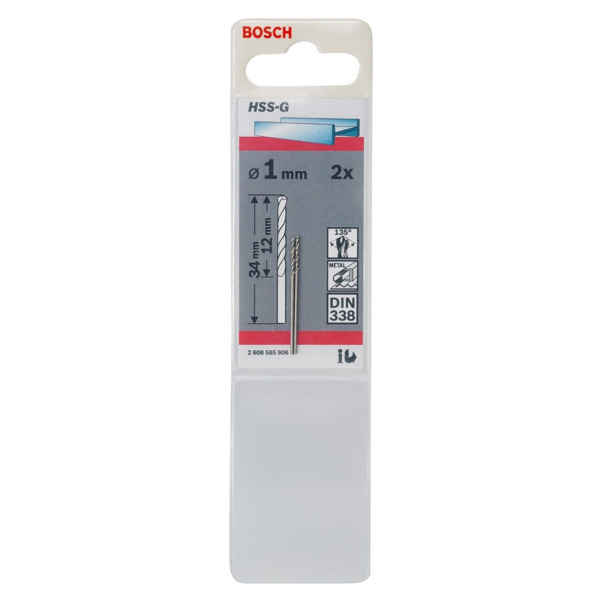 Bosch Metallbohrer HSS-G 1x12x34mm 2er-Pack