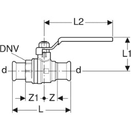 GEBERIT GE Mapress Surface-Mounted Ball Valve with Lever, d18mm, Brass, NPW – 94923
