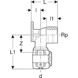 GEBERIT GE FlowFit Connection Angle RG+ d25mm x Rp3/4 L5.2cm – 620.802.00.1