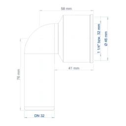 POLOPLAST PO Siphon-Anschlussknie POLO-KAL DN 32/32 (1 1/4") – 02360