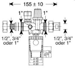 STROHM-MOFÉM ZRT. Teka Speicher-Anschlussgruppe 3/4 m. Ablaufanschluss, 6bar, AGxAG,messing – 1004181
