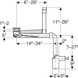 GEBERIT GE Waschtisch Raumspar-Anschluss Clou mit Hebel und Siphon d32 – 152.049.21.1