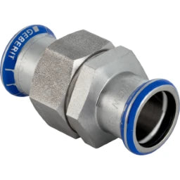 GEBERIT GE Mapress Stainless Steel Press-fit Connector with Union Nut, 18mm diameter – 35391