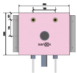 SANOOX Spültisch kurz, Rohrführung unten lang Kelit Kelox DA16 Polokal DN50 Trockenbau – T04.2220.10.16.3