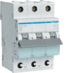 HAGER MCB 3-pole 6kA C-32A 3M QC – MCS332