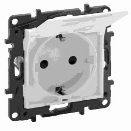 LEGRAND Niloe Step Schutzkontakt Steckdose Kinde rschutz Klappdeckel. Farbe: Ultraweiß – 864163