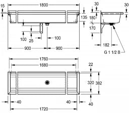 KWC AUSTRIA KWC Planox Waschrinne 1800x210x382mm ohne Armaturenbank, CNS – 2030043781