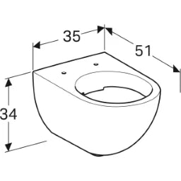 GEBERIT SANITAER Geberit Acanto washdown WC, rimless 4.5/6l, wall-hung, white – 500.600.01.2