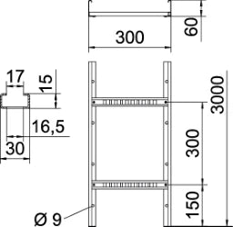 OBO Kabelleiter gelocht, mit VS Sprosse 60x3 00x3000 Stahl bandverzinkt – 6208541