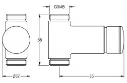 KWC AUSTRIA KWC Self-closing straight-through valve DN15, brass, polished, chrome-plated, G3/4 – 2030034415
