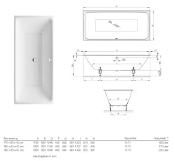 BETTE Bette Rectangular Bathtub Loft 180x80x42cm white – 3172-000