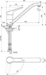 IDEAL-STANDARD Id.St. Ceraflex Kitchen Mixer Tap LP with Swivel Spout, Spout Reach 228 mm, chrome – BC130AA