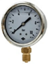 JAKO Glyzerinmanometer Fig.2628 1/4" Anschl. unten 63mm 0-10barEdelstahlgehaeuse – 1821017010