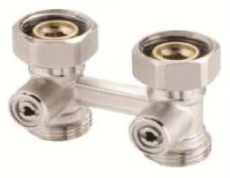 VOGEL&NOOT VN Zweirohrhahnblock D-Form 3/4"AG HK-Anschl. 3/4"AG Eurokonus, absperrbar – Z03TP004001320J