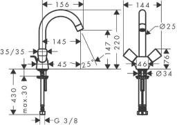 HANSGROHE HG Logis 2-Griff-Waschtischarmatur chrom – 71222000