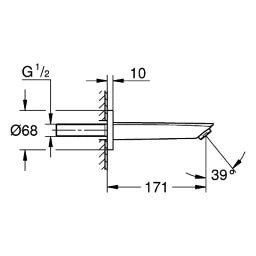 GROHE Grohe Bathtub Spout Eurosmart 13448_3 Wall-mounted Projection 171mm chrome – 13 448 003