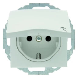 BERKER Steckdose SCHUKO mit Klappdeckel u. erh. BS S.1 polarweiß glänzend – 47448989