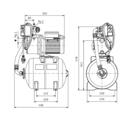 WILO Wilo Kreiselpumpenanlage mit Behälter Jet HWJ 203-EM/2-2, 230 V – 4265551