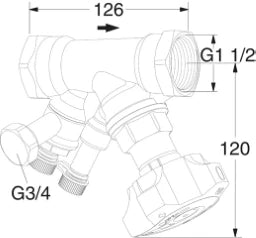 TA TA STAD Balancing Valve 6/4" with Drain Adapter, 52851640 – 52 851-640