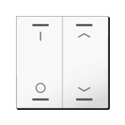 MDT Wippe für KNX Taster Light 55 2-fach, Reinweiß glänzend, Schalten_Jalousie – BE-TAL55W202.D1
