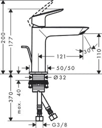 HANSGROHE HG Logis CoolStart Basin Mixer 110 Fine Matt Black – 71254670