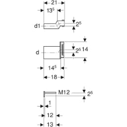 GEBERIT GE Connection Set for Wall-Mounted WC, 90mm diameter, cranked, offset 2.5cm – 405.116.00.1