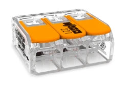 WAGO COMPACT Verbindungsdosenklemme 3-polig mit Hebeln, max. 6 mm², transparent – 221-613