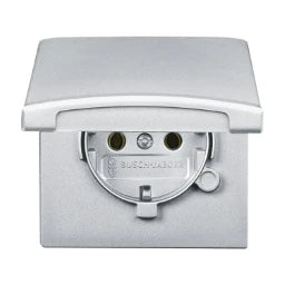 BUSCH-JAEGER Socket with hinged cover Allwetter IP44 aluminium silver – 2CKA002064A0288
