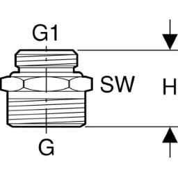 GEBERIT GE Mepla Transition to Eurocone External Thread G1/2 x G3/4 Nickel-Plated – 641.512.00.1