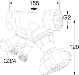 TA TA STAD Einregulierungsventil 2" mit Entleeradapter, 52851650 – 52 851-650