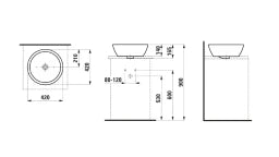 LAUFEN Laufen Pro Washbasin Bowl 42x42cm underside ground, with overflow, white – H8129620001091