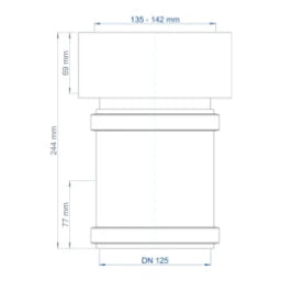 POLOPLAST PO Transition from spigot to spigot of other materials. POLO-KAL DN 125/135-142mm – 02873