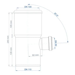POLOPLAST PO WC Branch Connector POLO-KAL DN 110/50/87 Degrees – 02373