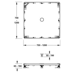 REHAU MEPA Montagerahmen Rechteck, superflach Universal für Duschwannen 120/120 – 18961501182