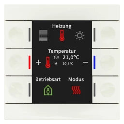 MDT Push-button Smart 86 with color display and temperature sensor, pure white glossy – BE-TAS86T.02