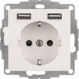 BERKER S.1/B.x SSD with 2-gang USB 2.4 A polar white glossy – 48038989