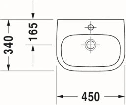 DURAVIT Duravit D-Code Hand-rinse basin 450x340mm with overflow, with tap platform, white – 7054500002