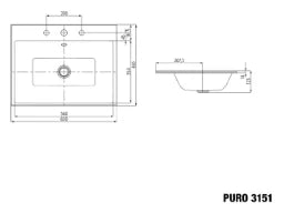 KALDEWEI Kaldewei Einbauwaschtisch PURO Mod.3151 600x460, alpinweiß,PEFF,AD,m. 1HL – 900106013001