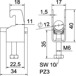 OBO Bow Clamp 2056 08-12mm Steel Hot-dip galvanised – 1186702