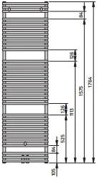 VOGEL&NOOT VONO-DION-M Bathroom Radiator H 1800 W 900 H 1764x98x900mm white middle connection - F3NE01800900000