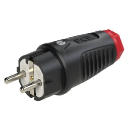 PC ELECTRIC Schuko Plug Rubber sw/rd IP54 – 0511-SR
