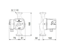 GRUNDFOS Grundfos Circulator Pump UPS 25-40 N 180mm 1x230V G1_1/2 – 96913060
