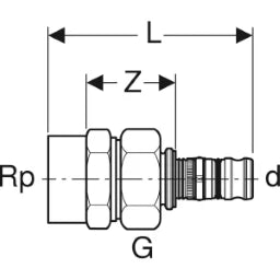 GEBERIT GE Mepla Transition Screw Connection IG RG d50mm x Rp1 1/2, detachable – 606.595.00.5