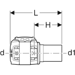 GEBERIT GE FlowFit Uebergang Mapress Edelstahl mit Einschubende, d16 x 15mm – 620.250.00.1